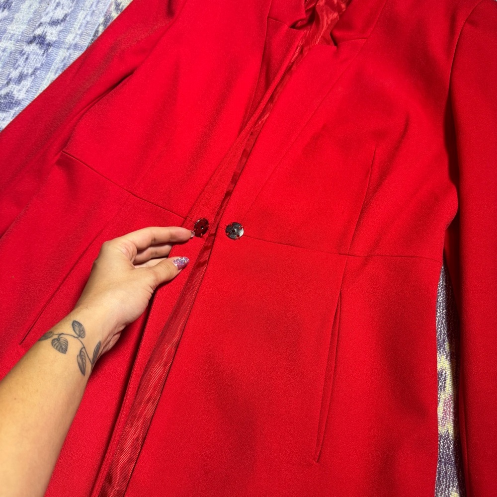 Zara Basic Elegant Red Single Snap Long Sleeve Co… - image 4
